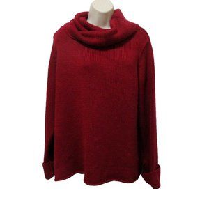 Shape FX by Newport News Sweater 1X Red Pull-Over Cowl Neck Red Knit Long Sleeve